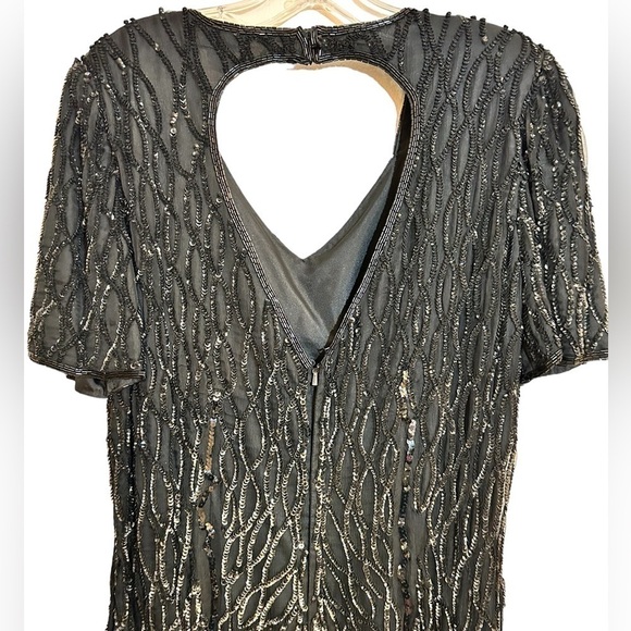 Mark & John By Gopal Black Sequin Beaded Full Length Evening Gown Size Small - Picture 5 of 9